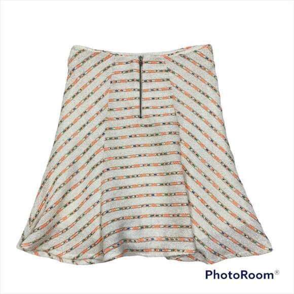 Anthro Mauve Brand Lucaya Tweed Flare Striped Skirt Size 0 - Picture 7 of 14